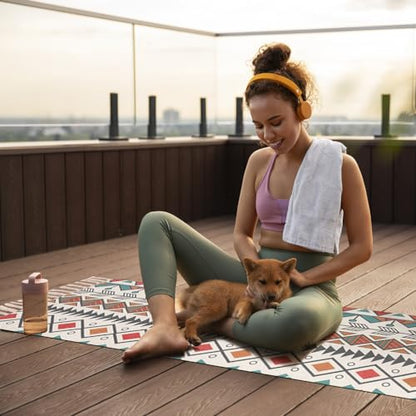 nuveti Cotton Yoga Mat - Absorbent, Grippy Tight Weave, Ashtanga & Hot Yoga Rug, Helps with Slippery Hands & Feet - color: FenDeLa
