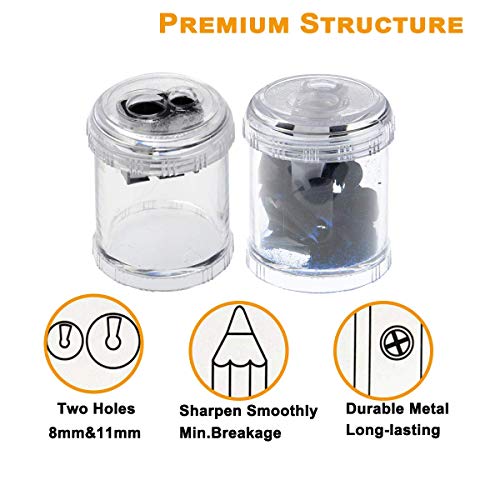 Manual Pencil Sharpener Double Holes Duty Metal Sharp Blade Jumbo Crayon XL Sharpener with Large Round Catches Sharpening Regular Pencils HB Graphite Colored Pencils for Teachers Artists