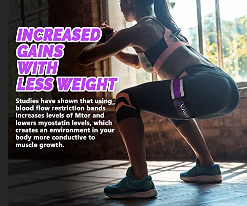 Occlusion Bands for Women Glutes & Hip Building, Blood Flow Restriction Bands BFR Bundle Booty Bands, Best Fabric Resistance Bands for Exercising Your Butt, Squat, Thigh, Fitness - color: Purple/Grey