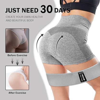 KANGFITER Non-Slip Fabric Resistance Bands for Working Out 3 Levels - color: 2.Grey and Black 3 PCS