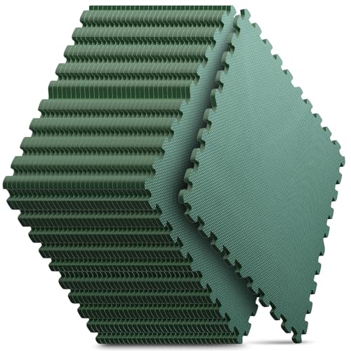 32 Pack 128 sqft Home Gym Mat, Puzzle Exercise Mat, EVA Interlocking Foam Floor Tiles for Home Workout Equipment and Kids' Play Areas - Blue, 24 in x 24 in x ½ in - (Green, 32 Pack(128 SQ FT)) - color: Green, size: 32 Pack(128 SF)