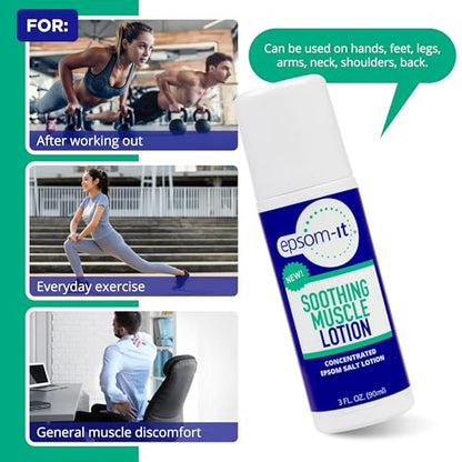 EPSOM-IT Soothing Muscle Roll On Magnesium Lotion, Epsom Salt, Arnica, 3 Oz - size: 3 Fl Oz (Pack of 1)