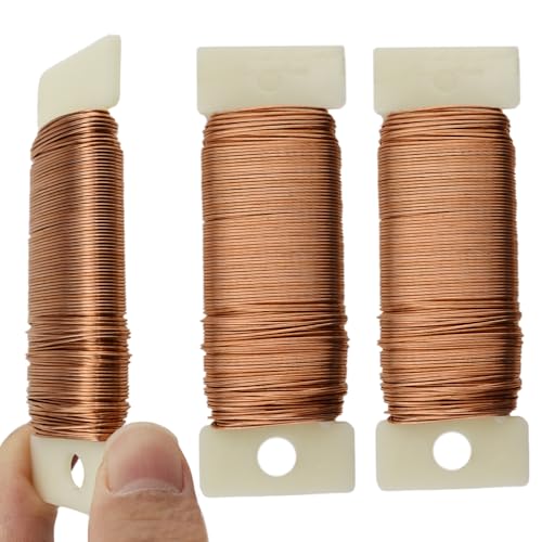 HAHIYO 22Gauge Rose Gold 3Roll Total 115Yards(345Feet) Metal Floral Wire Flexible Paddle Wire for Crafts Christmas Wreaths Tree Flower Arrangement Bouquet Wrapping Wedding DIY - color: RoseGold, size: 22Gauge-3P/115Yards