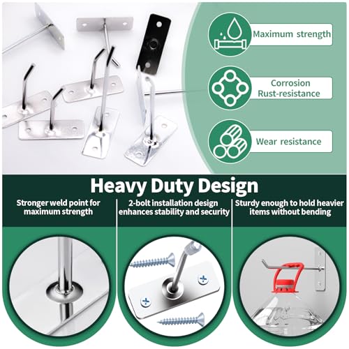 40 Pcs 2"/5CM Stainless Steel Wall Mounted Hooks with Protective Caps and Screws, Coat Bag Hat Utility Hook, Garage Tools Storage Organizer & Hanger for Office Kitchen Home Shop - size: 2" / 5cm