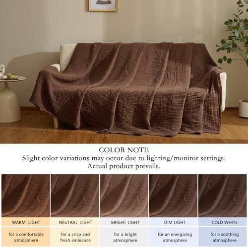 100% Cotton Muslin Blanket for Adult 50x70 4-Layers Gauze Throw - color: Dark Brown, size: 50x70 inch