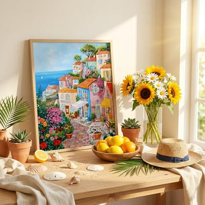 Diamond Art Kits for Adults,Seaside Town Diamond Painting Kits 12X16 Inch | 5D Diamond Art Paintings for Beginners,Round Full Drill Diamond Dot Tools Kit,Extra Diamonds,Stress Relief Craft,DIY Gift - color: Seascape-2604