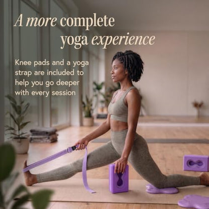 Yoga Blocks Wrist Support; Yoga Blocks 2 Pack with Knee Pads and Strap to Put Less Weight on Wrists; Durable, Versatile Yoga Brick Exercise Block Set, Blocks Yoga - color: Purple