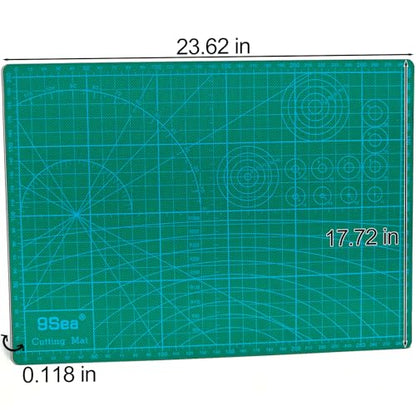 Self Healing Cutting Mat A2, 24 x 18 inch Green, Craft Cutting Board for Leather Crafts, Sewing, Quilting, Paper Cutting, 5-Ply Double Sided Rotary Cutter Mat, Ships Flat Not Folded - size: 23.6"L x 17.7"W