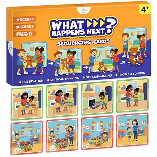 What Happens Next Game, Story Sequencing Cards for Speech Therapy Materials | 15 four-step stories with 4 scene action cards, esl teaching materials, articulation, phonological awareness, kindergarten