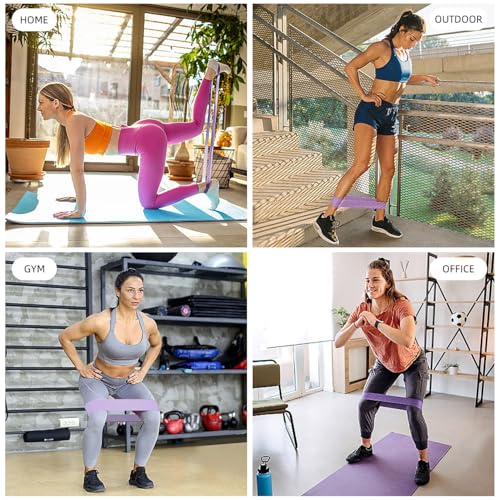 Resistance Loop Exercise Bands for Home Fitness, Yoga Pilates, Stretching, Strength Training, and Physical Therapy - Elastic Bands Set Workout Bands for Women&Men (5pcs Set) - color: Purple