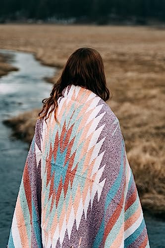 Open Road Goods Aztec Navajo Style Blanket, Throw, or Yoga Bolster - Handwoven Mexican Diamond Blanket (Pastel Blanket) - color: Pastel Blanket