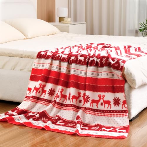 CAI TENG Red Christmas Blankets, 50 X 60 inch, 6 Pack - color: Christmas Red