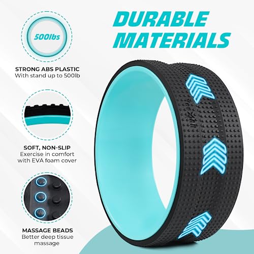 Yes4All Yoga Wheel Roller, 500 lb Capacity Back Cracker Roller for Comfort HIPS & Neck, Available in 6”/10”/12” Sizes - color: 블랙 - 민트, style: 30.5cm(12인치) - 젠틀