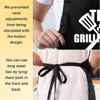 TOSHEX Kitchen Apron Cotton Waterdrop Resistant Adjustable Button Women Men | Premium Cotton Cooking Apron with Pocket, Gift, Black GRILLFATHER - color: Black - the Grillfather