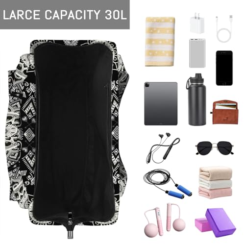 Mandala Yoga Mat Bag Large Yoga Bags and Carrier Fits All Your Stuff Yoga Tote Bags with Zipper Pocket Pilates Bag - color: Black
