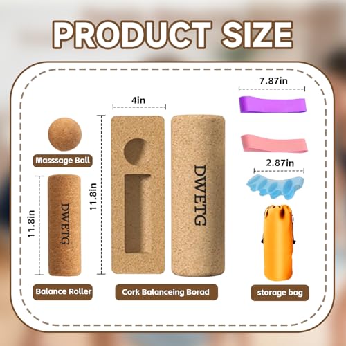 Premium Cork Balance Board for Foot Recovery & Mobility, Professional Foot Strengthening & Balance Training Kit for Plantar Fasciitis Relief, Physical Therapy & Stability - size: Full Premium Kit