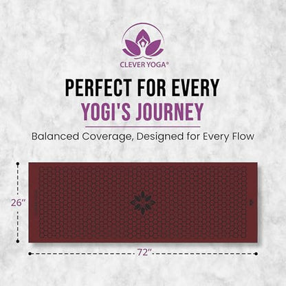 Clever Yoga Hot Yoga Mat Towel – Non-Slip Grip for Hot Yoga, Sweat Absorbent, Honeycomb Silicone Grip, Stays Flat – Ideal for Pilates, Travel, Washable & Lightweight - Burgundy - color: Burgundy