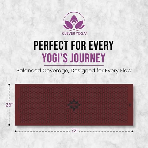 Clever Yoga Hot Yoga Mat Towel – Non-Slip Grip for Hot Yoga, Sweat Absorbent, Honeycomb Silicone Grip, Stays Flat – Ideal for Pilates, Travel, Washable & Lightweight - Burgundy - color: Burgundy