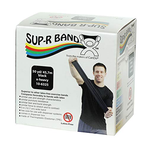 Cando - 1616473 CanDo 10-6325 Sup-R Latex Free Exercise Band, 50 yd Roll, Black-X-Heavy - color: Black: X-Heavy, size: 50 yd