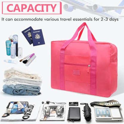 Travel Duffel Bag 12 PCS Foldable Travel Bag Bulk Carry on Luggage Bag Waterproof Tote Sports Gym Bag Lightweight Large Weekender Overnight Bag for Women and Men (Red 12PCS) - color: Red 12PCS