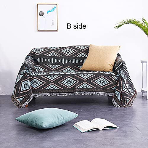 Luxlovery Bohemian Sofa Throw Blankets Ethnic Woven Boho Geometric White and Khaki Throw Blanket for Couch Aztec Bed Throws Oversized Chair Sofa Cover with Tassels(35"x59") - color: Mocha, size: 35"x59",90x150cm
