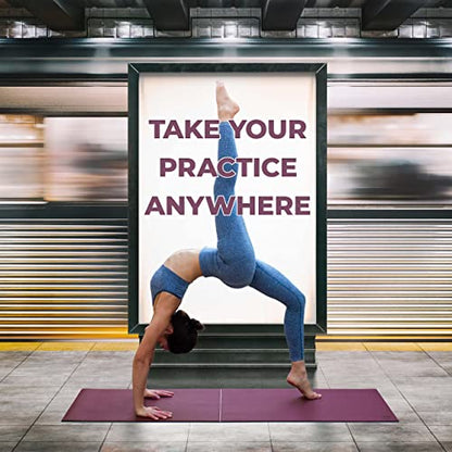 Koru Fold & Roll Yoga Mat - Patented Design, Cleaner Alternative to Traditional Yoga Mats, 6mm Thick, 7P Free, SGS Certified, 68" x 24" - color: Burgundy / Slate Gray