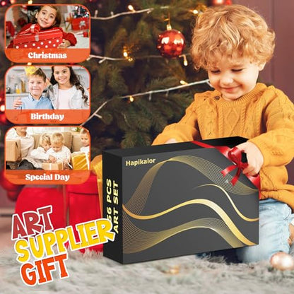 Hapikalor 156-Pack Art Kit Drawing Set with 2 Sketch Book, Crayons, Colored Pencils, Arts and Crafts Art Supplies | Crayons, Arts and Crafts Art Supplies