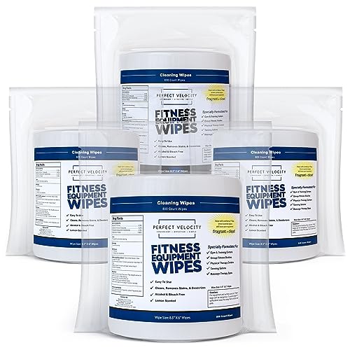 Fitness Gym Equipment Wipes - 4 Rolls of 800 Pre-Moistened Cleaning Refill Wet Wipes - For Upwards and Downwards Dispensers