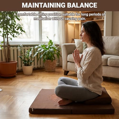 MYOYAY Meditation Cushion Set, 27.6in×27.6in Meditation Pillow for Sitting on Floor, Ergonomic Support for Yoga, Washable Cover, Large Size Floor Cushion for Yoga Mindfulness Meditation