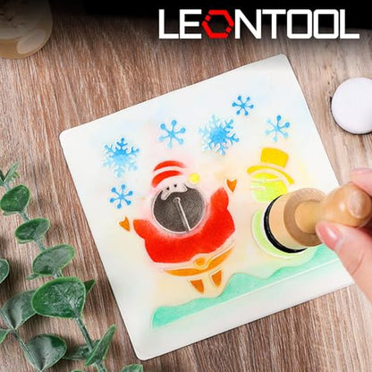 LEONTOOL Mini Ink Blending Tool with 24 Pcs Replacement Refill Sponge Daubers Curved & Flat Ink Applicator Pad, Handle Blending Brushes for Card Making Scrapbooking Art Painting Embossing Stencils
