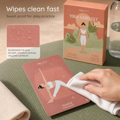 Yoga Cards for Adults, 40-Piece Mindful Movement & Pose Practice Deck | 30 pose cards + 10 intention cards with guided flows, English + Sanskrit, creator-designed for daily home practice