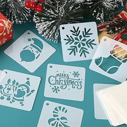 Augshy 56 Pack 3 Inch Christmas Stencils, Dot Painting Holiday Templates | Reusable Design, Rock Painting Art Crafts, Scrapbooking Wall Floor Decor, DIY Drawing Projects - style: Christmas