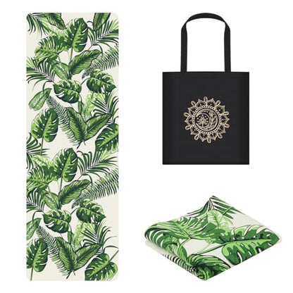 Foldable Yoga Mat, 1.5mm Thick Exercise Yoga Mat With Carry Bag | 72" L x 24" W, Non-slip Suede Fitness Travel Yoga Mat for Hot Yoga, Exercise, Pilates, Home & Gym Use, 3 lbs - color: Green
