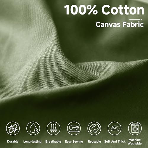 Simple&Opulence 100% Cotton Canvas Fabric 10oz. 59 Inch by the Yard, Nature Duck Fabric Textile Medium Weight for Painting, Sewing, Crafts, Embroidery, Bag, Handmade Home Decor(2 Yards, Olive Green) - color: Olive Green, size: 2 Yards