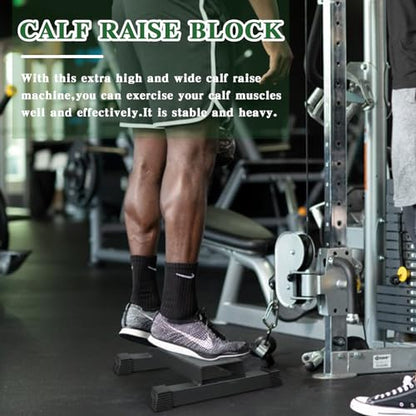 BLUSLM Upgraded Calf Raise Bar, Wide and High Squat Machine for Leg Stretching, Squat, Foot Stretch workout, Anti-Slip Solid Steel Calf Raise Block