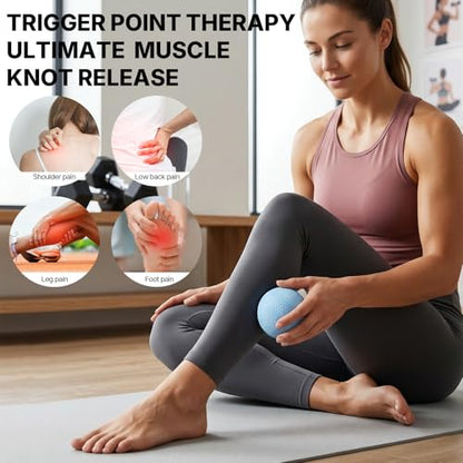 Massage Lacrosse Balls for Myofascial Release, Peanut Massage Ball, Mobility Ball for Physical Therapy - Deep Tissue Massage Tool for Trigger Point Therapy, Muscle Relaxer,Yoga Therapy (Blue&Purple)