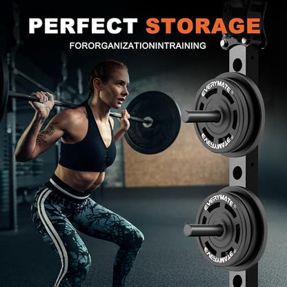 EVERYMATE Weight Plate Holder Power Rack Attachment 2 Inch Olympic Plate Storage Power Squat Rack Holder Weight Plates for 2x2 3x3 2x3 Power Cage Accessories Weight Plate Rack - color: A-5/8" hole(4pcs)-9.05 Inch