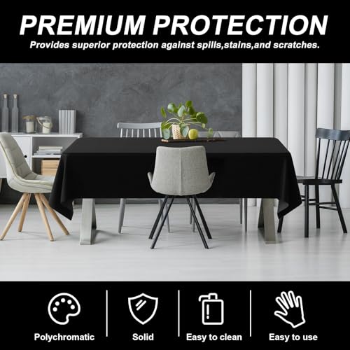 54IN X 320FT Plastic Table Cover Roll with Cutter Box, Cut to Size Plastic Table Cloths for Parties, Birthday, (Black, 54"x3840"(Rectangular)) - color: Black, size: 3840" x 54" (Rectangular)
