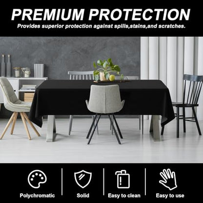 54IN X 320FT Plastic Table Cover Roll with Cutter Box, Cut to Size Plastic Table Cloths for Parties, Birthday, (Black, 54"x3840"(Rectangular)) - color: Black, size: 3840" x 54" (Rectangular)