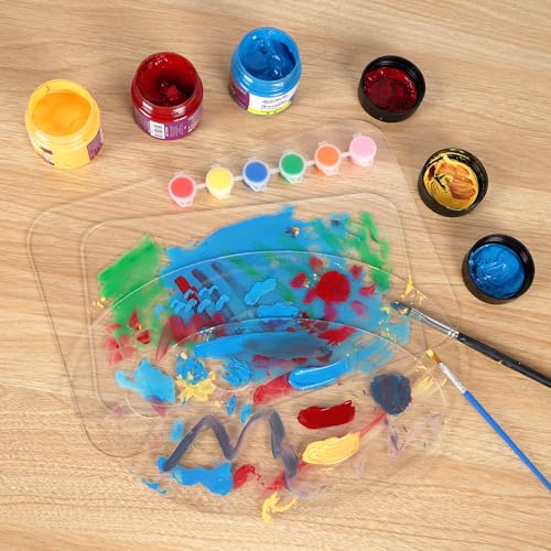 4Pcs Acrylic Paint Palette,Paint Pallet,Art Palette,for DIY Art or Oil Watercolor Painting Palette - style: Clear