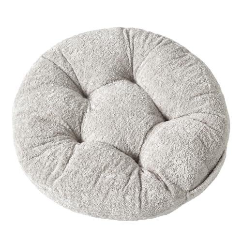 Floor Pillow, Large Meditation Sitting Cushion with Handle | for Tatami, Living Room, Yoga Use for Adults and Kids (1, Round, Light Gray, 22" x 22" x 6") - color: Round, Light Gray