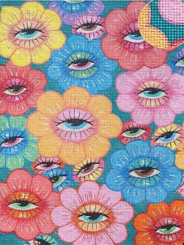 5D Diamond Painting Kit for Adults, Eye Flower Diamond Art Kits12x16In | Full Round Drill Gem Painting Paint by Diamonds Relaxing DIY Craft for Home Wall Decor - color: KM1177-1