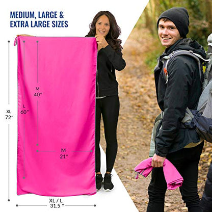VENTURE 4TH Quick Dry Travel Towel, Ultra Soft Microfiber - 3 Sizes - color: Pink Gray, size: 72.00" x 31.50"