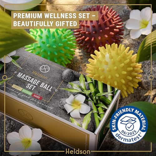 HELDSON Spiky Massage Ball Set 3 Pcs – Foot Massage Balls Soft to Hard