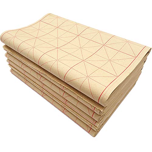 MEGREZ Grid Maobian Xuan Paper Half Raw Ripe Calligraphy Practice Sheets | ink control no heavy bleed, clear grid lines, Chinese kanji calligraphy practice, 29 x 38 cm, 9cm x 12 grids, 50 sheets - size: 9 cm x 12 Grids/ Sheet