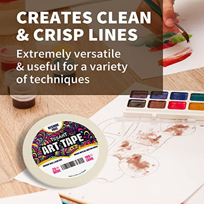 White Art Tape Medium Tack - Masking Artists Tape for Drafting Art Watercolor Painting Canvas Framing - Acid Free 1/4 Inch/ 0.25inch Wide 180FT Long - size: 0.25inch