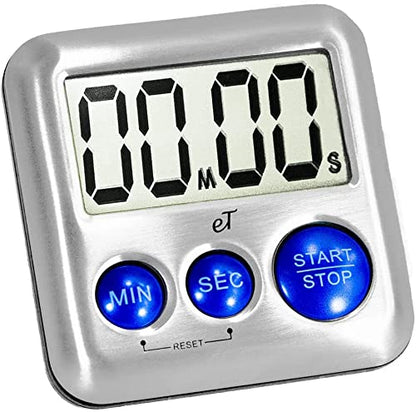 Elegant Digital Kitchen Timer Stainless Steel - Loud Alarm - Model Variety - color: Variety 8-pack