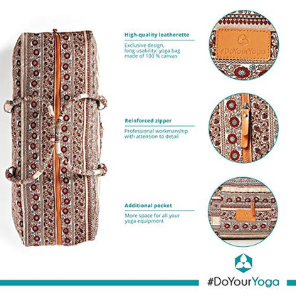 #DoYourYoga Full-Zip Extra Large Yoga Mat Tote Bag with Multi-Functional Storage Pockets for Sports Gym Pilates »Ghanpati« - color: BrownStyle