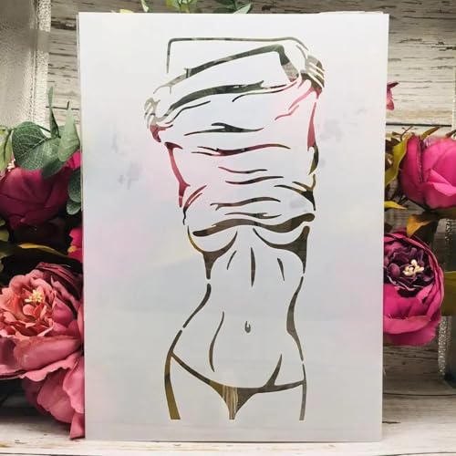 TIAMECH A4 Reusable Sexy Bikini Girl Stencil for Painting | Changing Clothes Layering Template, DIY Wall Art, Wood Furniture, Scrapbook & Crafts (8.3x11.7inch) - style: Sexy Bikini Girl