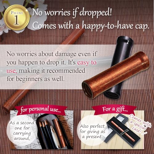 Glass Pen Wood Wooden Pen Fountain Pen Luxury japan brand (Light Brown)